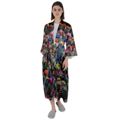 Cactus Maxi Satin Kimono by Sparkle