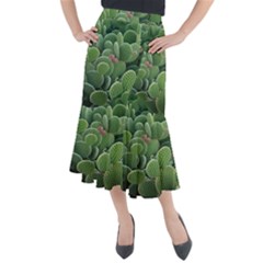 Green Cactus Midi Mermaid Skirt by Sparkle