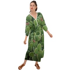 Green Cactus Grecian Style  Maxi Dress by Sparkle