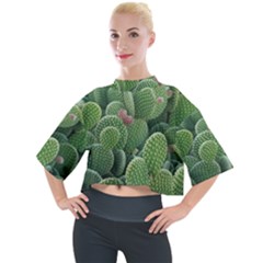 Green Cactus Mock Neck Tee by Sparkle