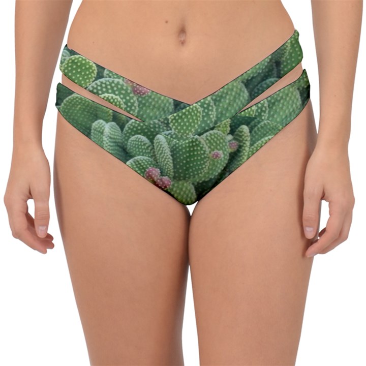 Green Cactus Double Strap Halter Bikini Bottom