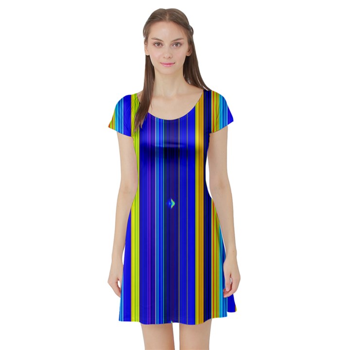 Blueyellow  Short Sleeve Skater Dress