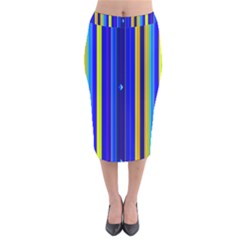 Blueyellow  Velvet Midi Pencil Skirt by Sparkle