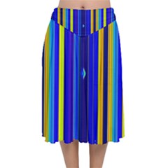 Blueyellow  Velvet Flared Midi Skirt by Sparkle