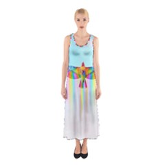 Rainbow Bird Sleeveless Maxi Dress by Sparkle