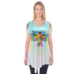 Rainbow Bird Short Sleeve Tunic  by Sparkle