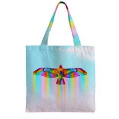 Rainbow Bird Zipper Grocery Tote Bag by Sparkle