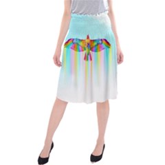 Rainbow Bird Midi Beach Skirt by Sparkle