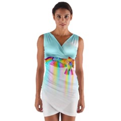 Rainbow Bird Wrap Front Bodycon Dress by Sparkle