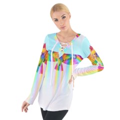 Rainbow Bird Tie Up Tee by Sparkle