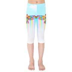 Rainbow Bird Kids  Capri Leggings  by Sparkle