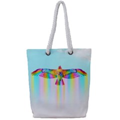 Rainbow Bird Full Print Rope Handle Tote (small) by Sparkle