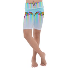 Rainbow Bird Kids  Lightweight Velour Cropped Yoga Leggings by Sparkle