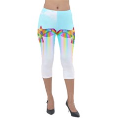 Rainbow Bird Lightweight Velour Capri Leggings  by Sparkle