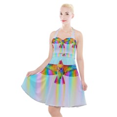 Rainbow Bird Halter Party Swing Dress  by Sparkle