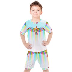 Rainbow Bird Kids  Tee And Shorts Set by Sparkle