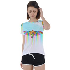 Rainbow Bird Short Sleeve Foldover Tee by Sparkle