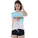 Rainbow Bird Short Sleeve Foldover Tee View1