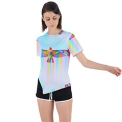 Rainbow Bird Asymmetrical Short Sleeve Sports Tee by Sparkle