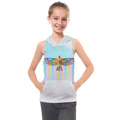 Rainbow Bird Kids  Sleeveless Hoodie by Sparkle