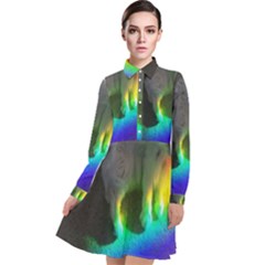 Rainbowcat Long Sleeve Chiffon Shirt Dress by Sparkle