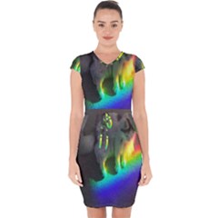 Rainbowcat Capsleeve Drawstring Dress  by Sparkle