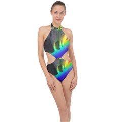 Rainbowcat Halter Side Cut Swimsuit by Sparkle