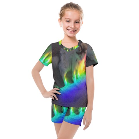 Rainbowcat Kids  Mesh Tee And Shorts Set by Sparkle