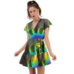 Rainbowcat Flutter Sleeve Wrap Dress by Sparkle