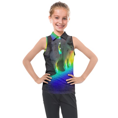 Rainbowcat Kids  Sleeveless Polo Tee by Sparkle