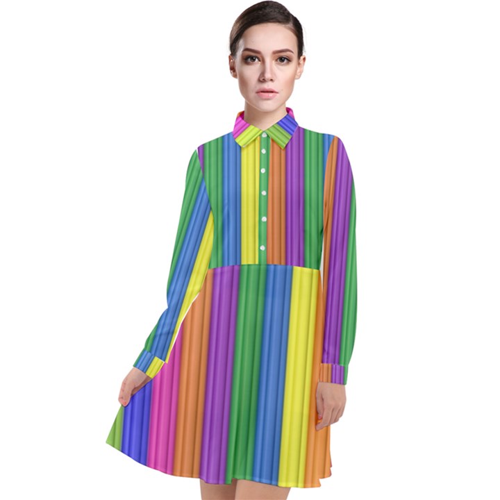 Colorful Spongestrips Long Sleeve Chiffon Shirt Dress