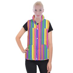 Colorful Spongestrips Women s Button Up Vest by Sparkle