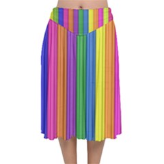 Colorful Spongestrips Velvet Flared Midi Skirt by Sparkle