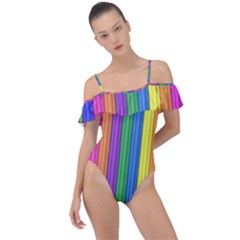 Colorful Spongestrips Frill Detail One Piece Swimsuit by Sparkle