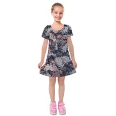 Autumn Leafs Kids  Short Sleeve Velvet Dress by Sparkle