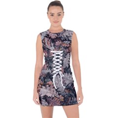 Autumn Leafs Lace Up Front Bodycon Dress by Sparkle