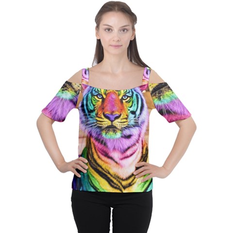 Rainbowtiger Cutout Shoulder Tee by Sparkle