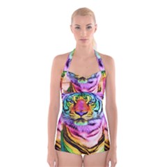 Rainbowtiger Boyleg Halter Swimsuit  by Sparkle