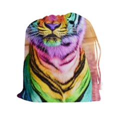 Rainbowtiger Drawstring Pouch (2xl) by Sparkle