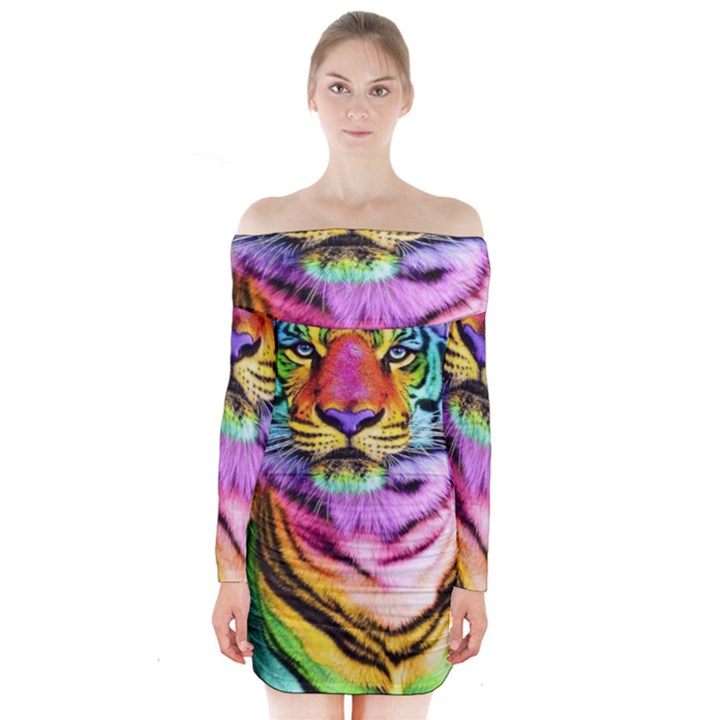 Rainbowtiger Long Sleeve Off Shoulder Dress