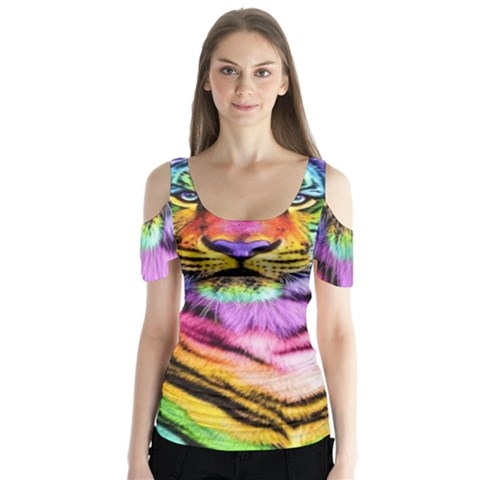 Rainbowtiger Butterfly Sleeve Cutout Tee  by Sparkle