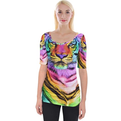 Rainbowtiger Wide Neckline Tee by Sparkle