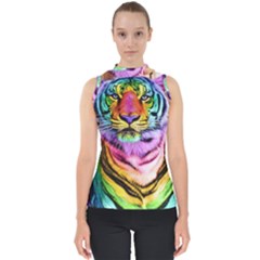 Rainbowtiger Mock Neck Shell Top by Sparkle