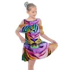 Rainbowtiger Kids  Shoulder Cutout Chiffon Dress by Sparkle