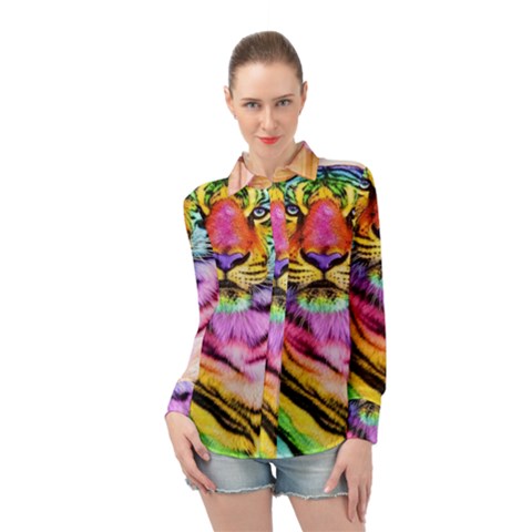 Rainbowtiger Long Sleeve Chiffon Shirt by Sparkle