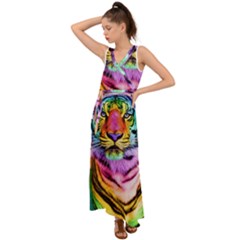 Rainbowtiger V-neck Chiffon Maxi Dress by Sparkle