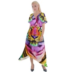 Rainbowtiger Cross Front Sharkbite Hem Maxi Dress by Sparkle