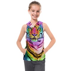 Rainbowtiger Kids  Sleeveless Hoodie by Sparkle