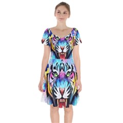 Butterflytiger Short Sleeve Bardot Dress by Sparkle