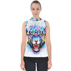 Butterflytiger Mock Neck Shell Top by Sparkle